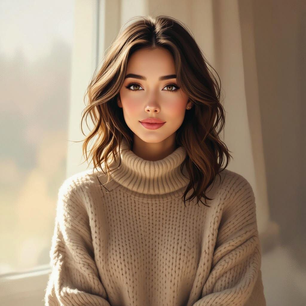 Cozy Woman in Serene Digital Painting