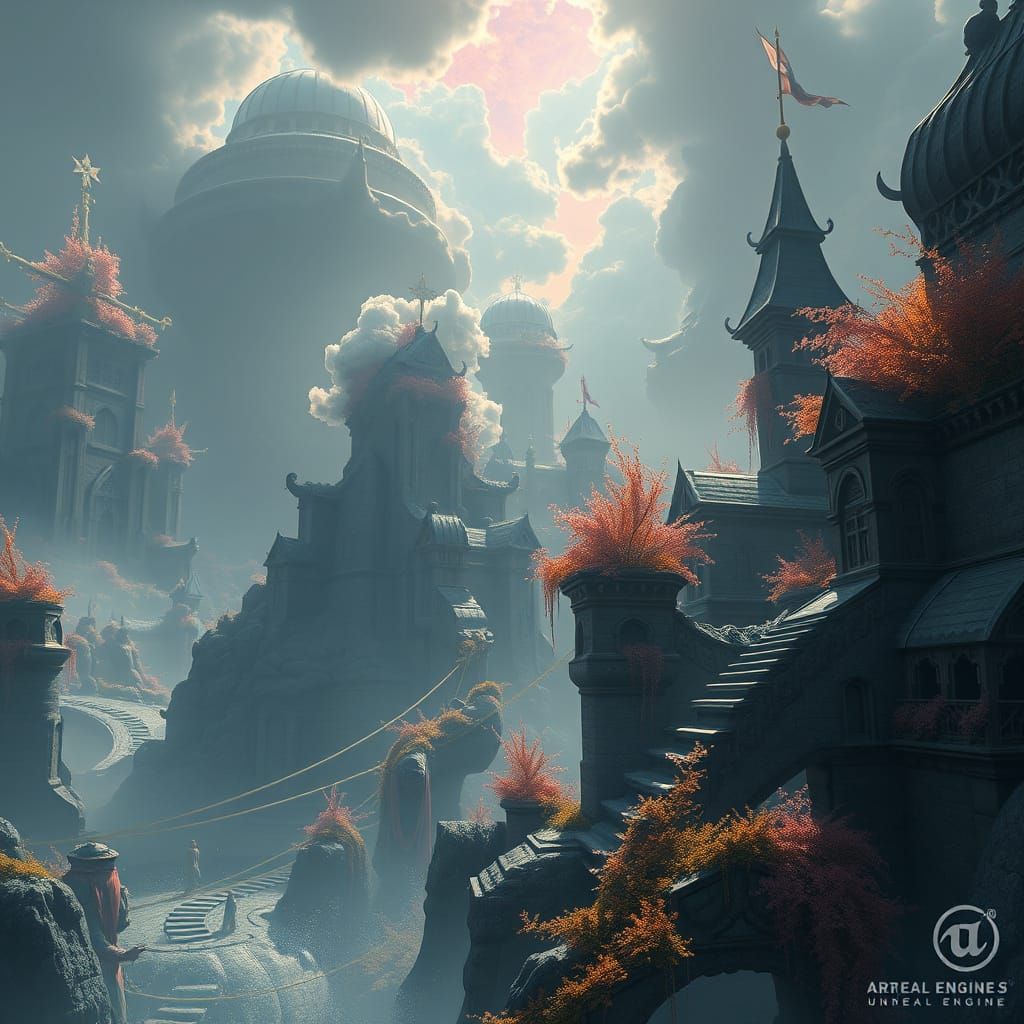 Surreal Fantasy Landscape in Deep Color and Intricate Detail