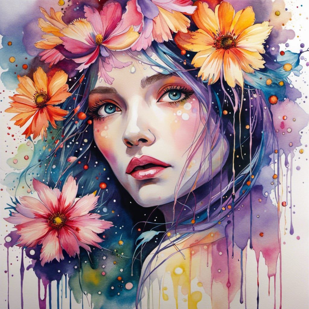 Luminous Flower Fairy in Hyperrealistic Pastel Watercolor