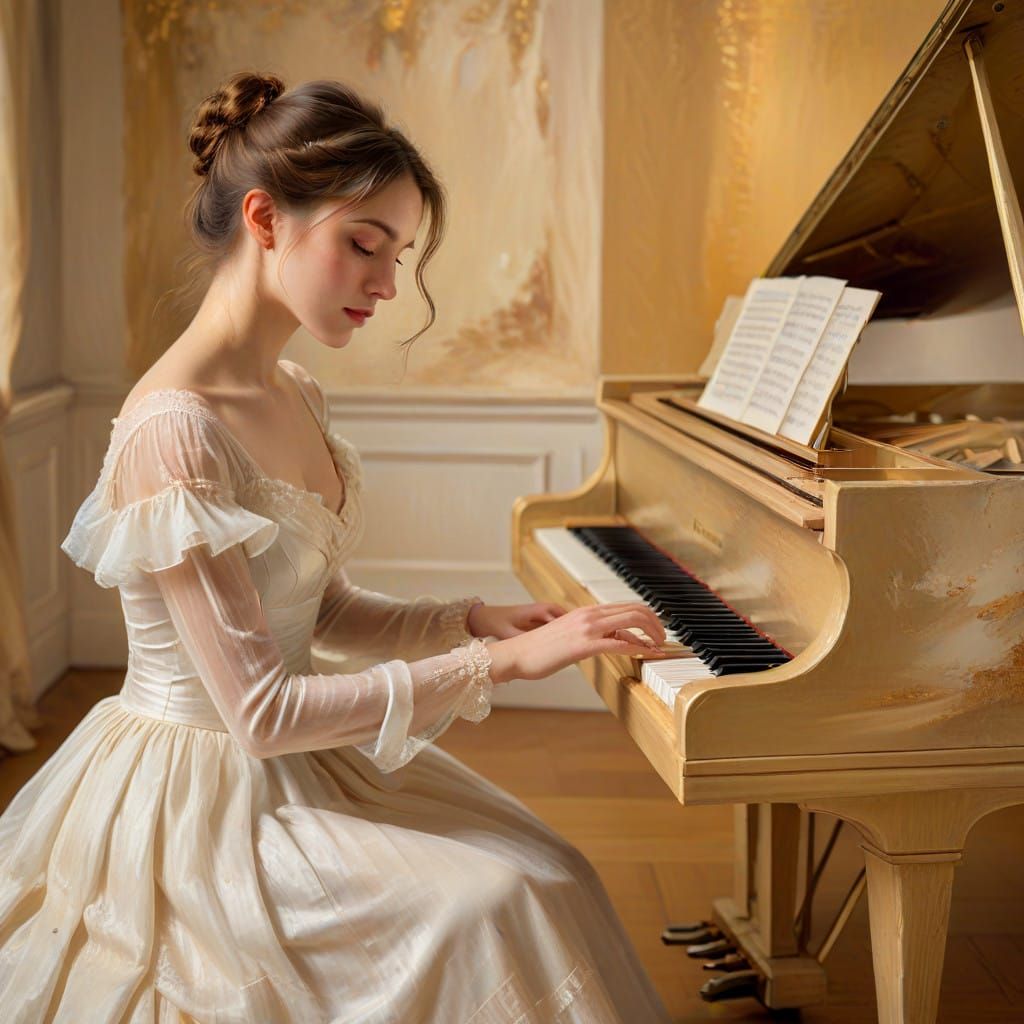 Elegant Pianist in Impressionist Style
