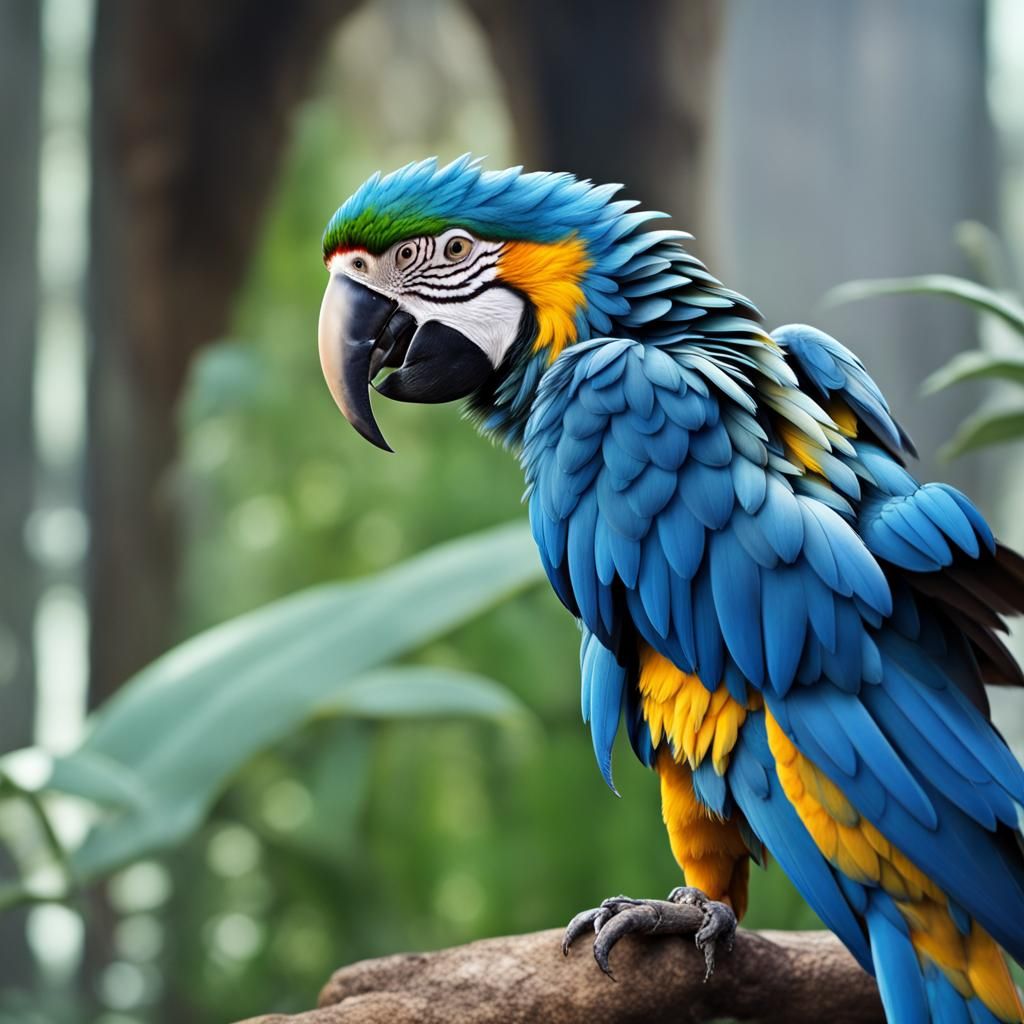 Detailed Blue Macaw Parrot Portrait in Natural Light