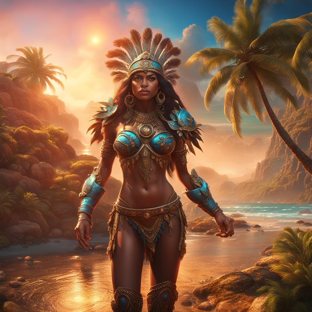 Bikini Model as Alien Chieftain: Fantasy Art