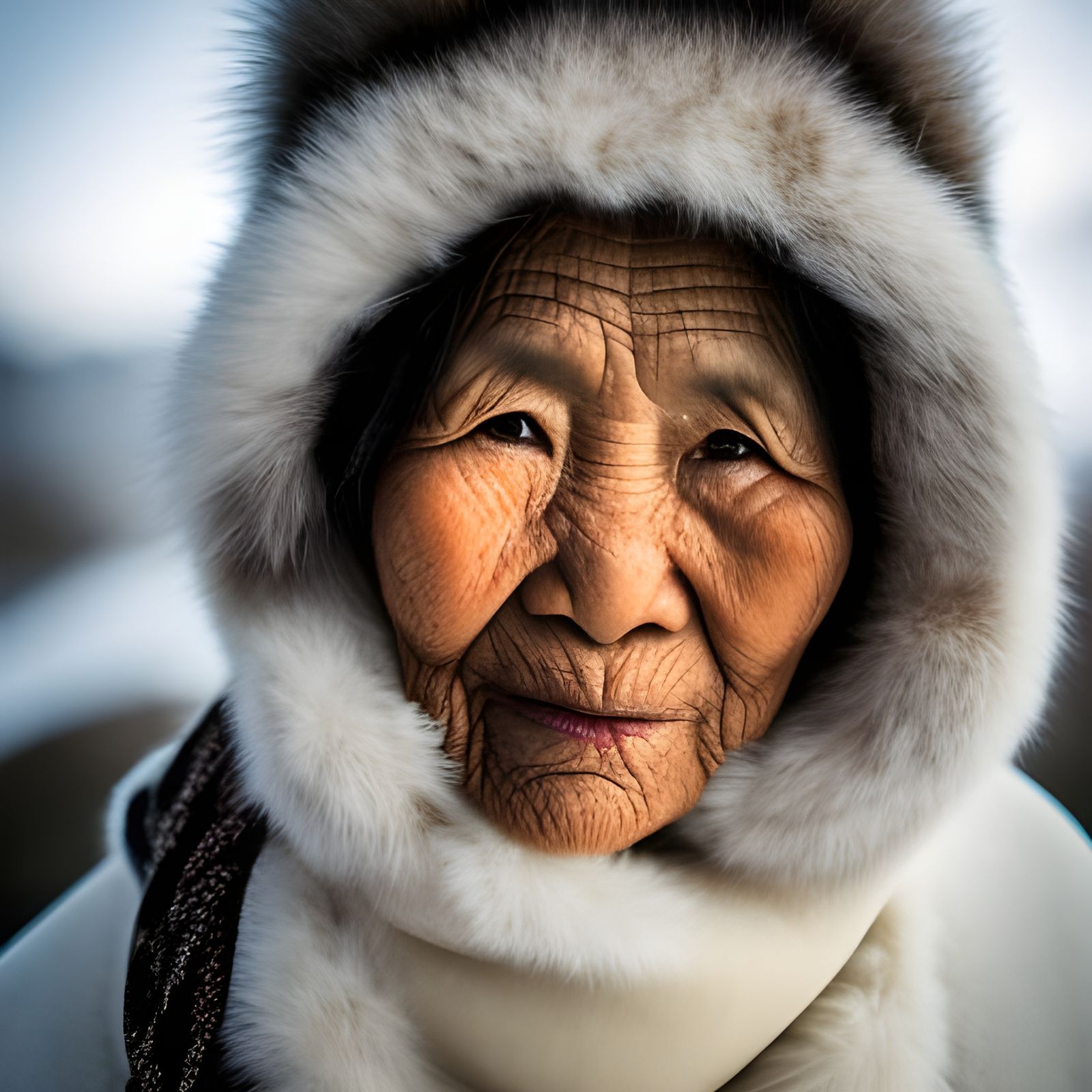 Striking Portrait of an Inuit Woman in Natural Light