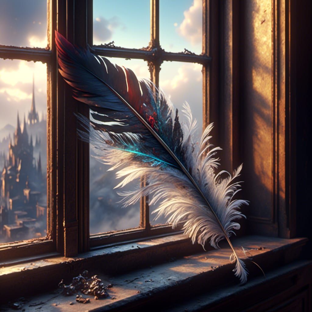 Feather's Gentle Rest on a Windowsill