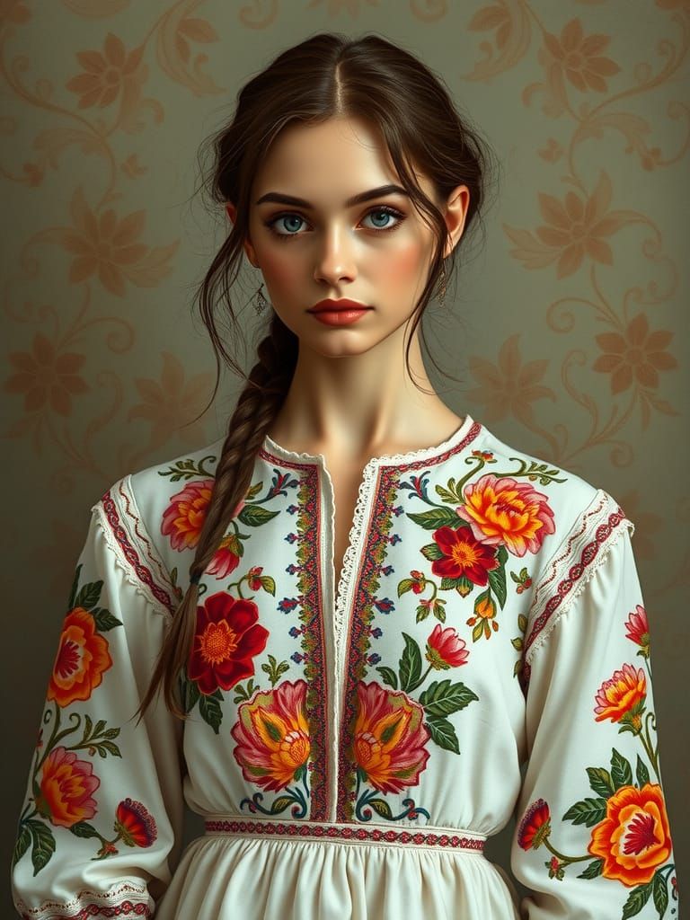 Enchanted Folk Beauty in Whimsical Romanian Attire