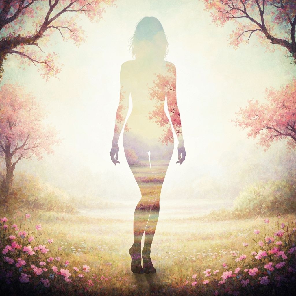 Beautiful Woman in Enchanted Impressionist Fantasy Landscape