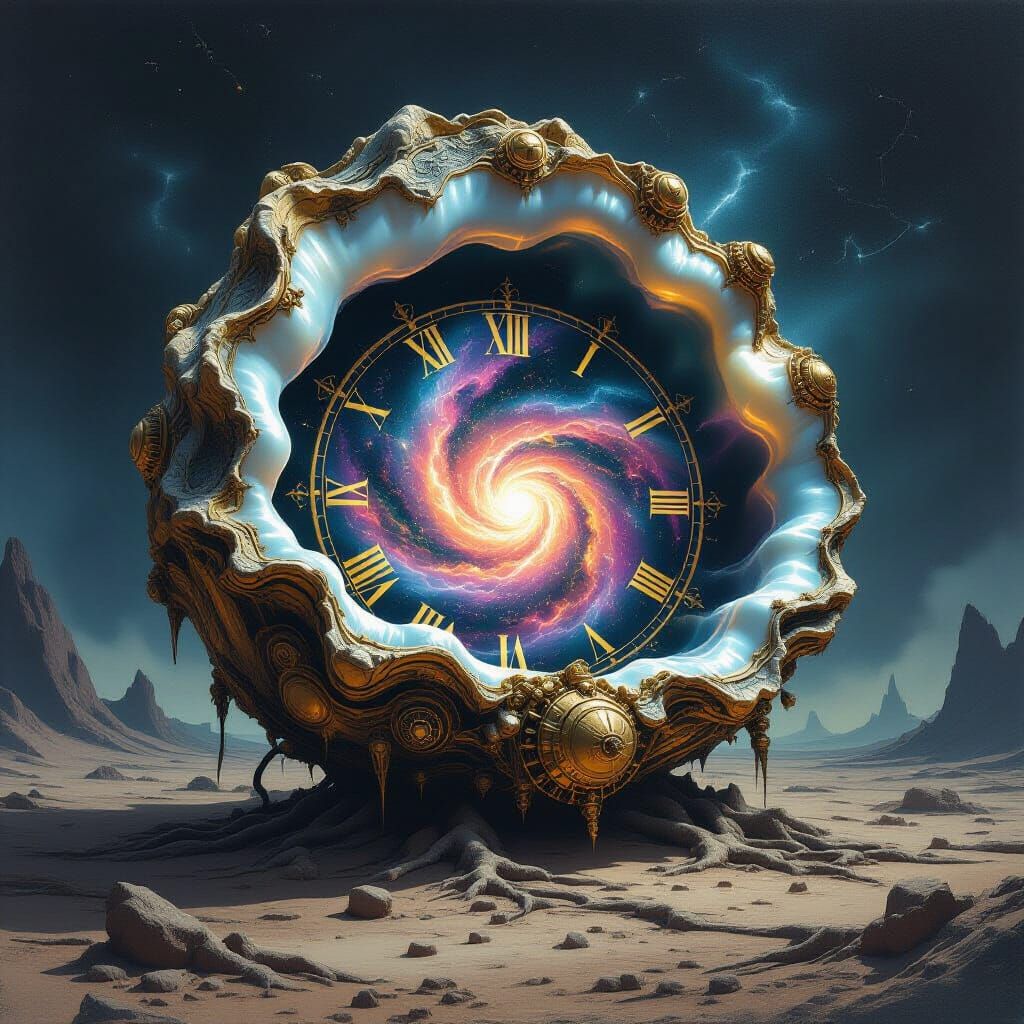 Cosmic Nebula Inside Ancient Oyster Shell