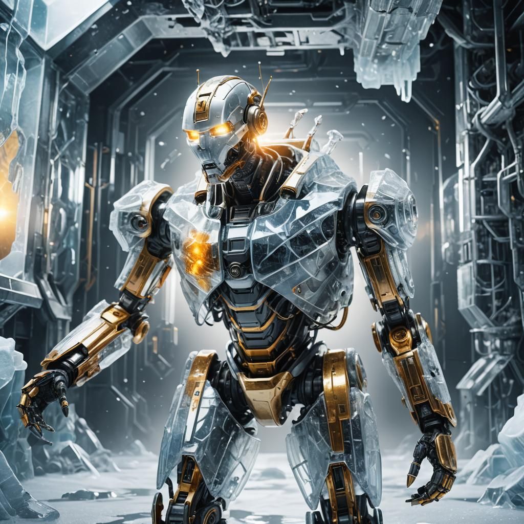 Icy Robot in Futuristic Lab: Sci-Fi Art