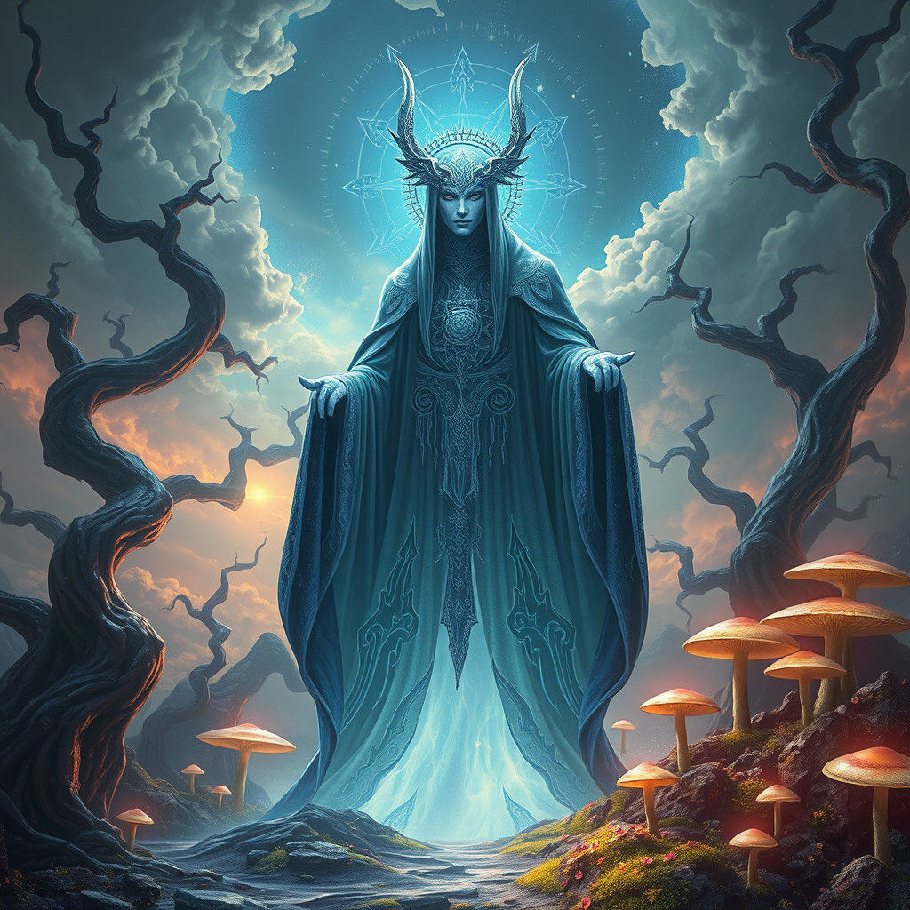 Otherworldly Being in Dreamlike Landscape, Matte Painting St...