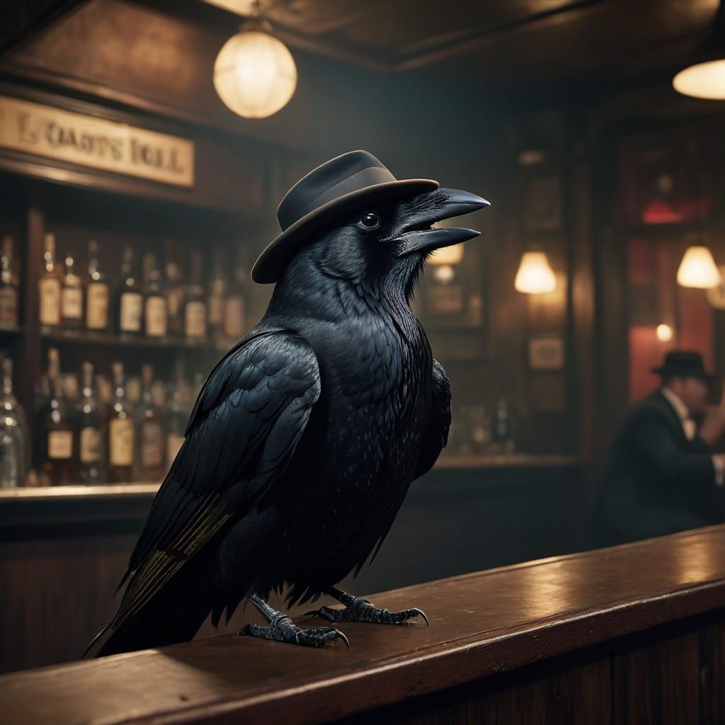 Vintage Crow Croons Blues in 1950s Las Vegas Nightclub