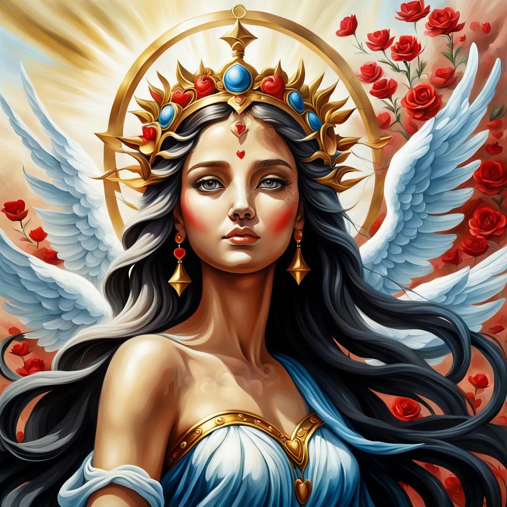 Goddess of Love in Airbrush Oil Painting