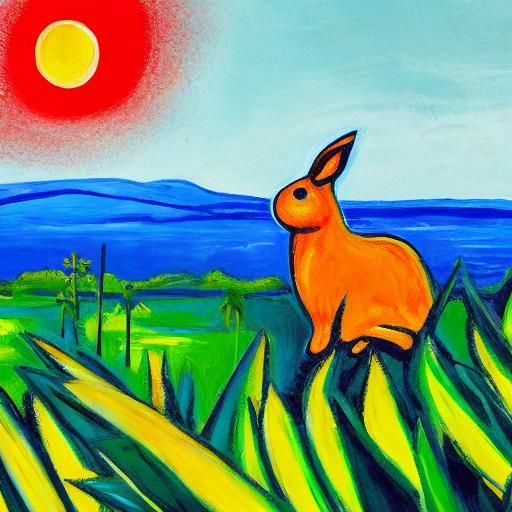Expressionist Rabbit's Last Stand on Deserted Island