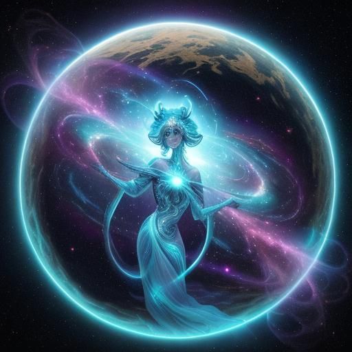 Ethereal Energy Being Emerges From Cosmic Vortex