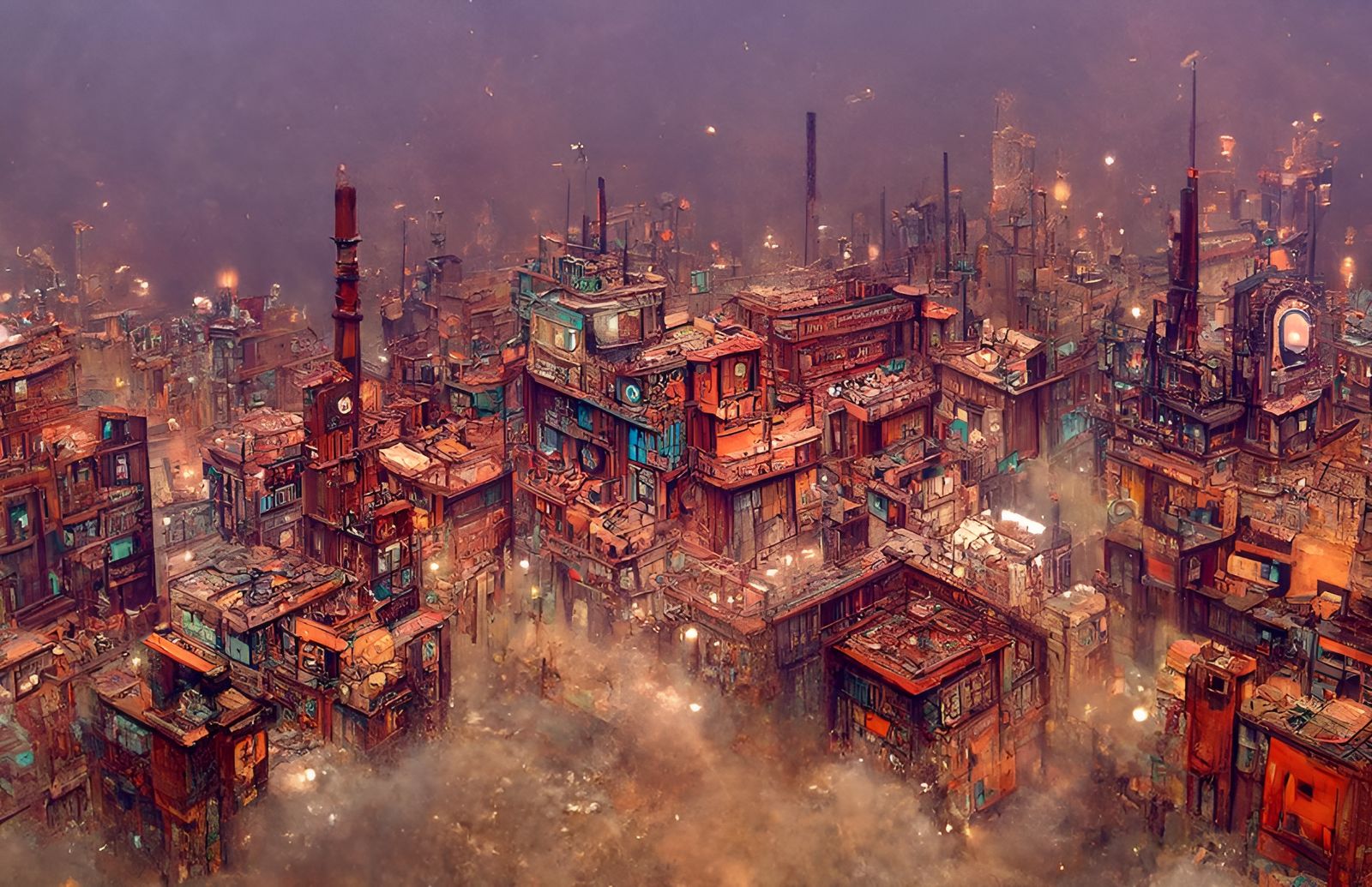Cyberpunk Post-Apocalyptic Cityscape in Gritty Detail