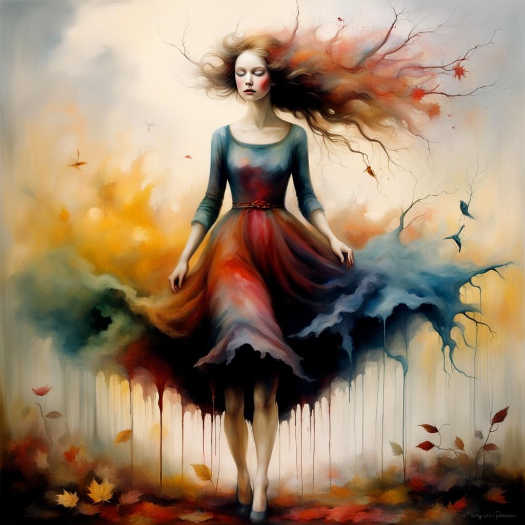 Colorful Autumn Fantasy Oil Painting