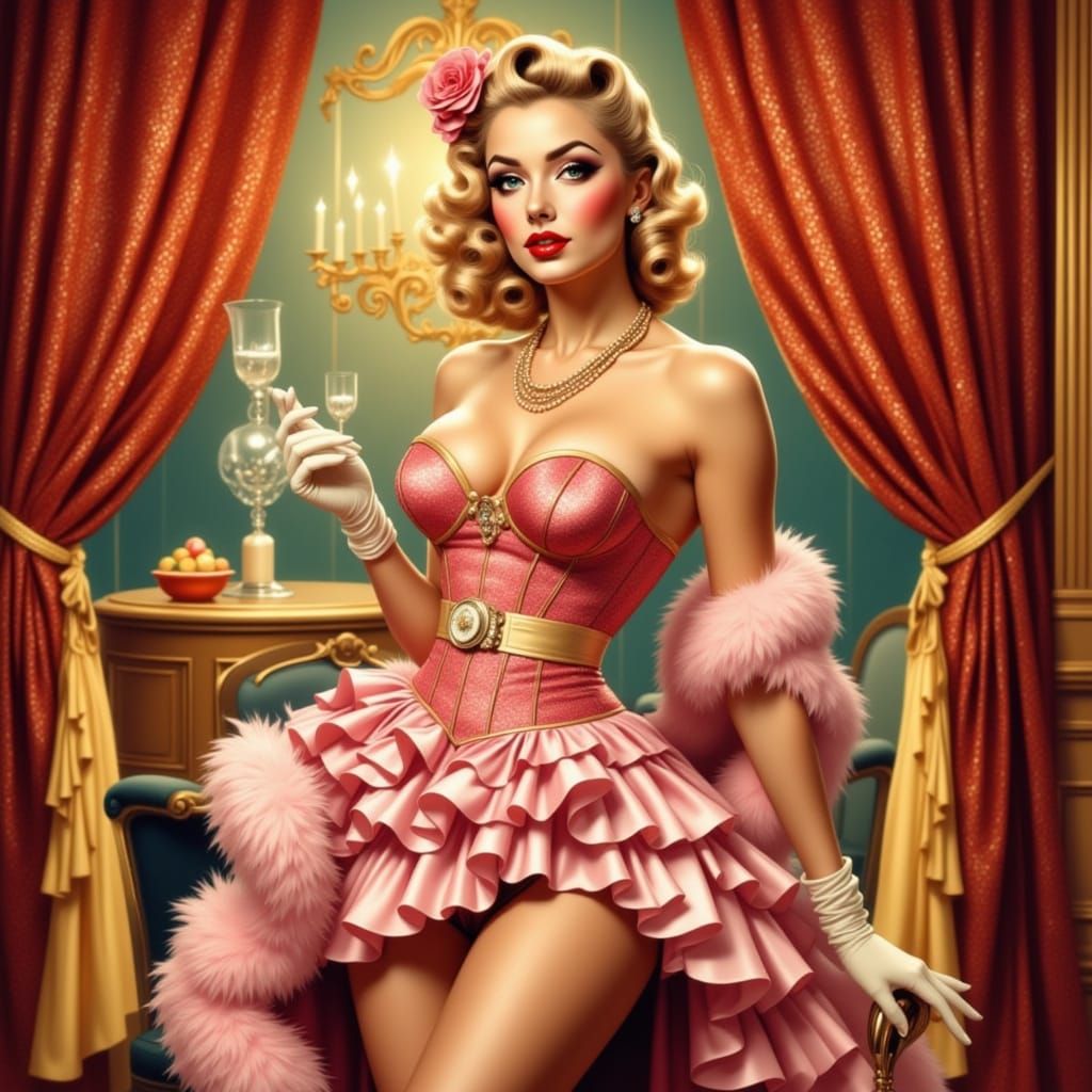 Dazzling Showgirl in Vintage Cabaret Style