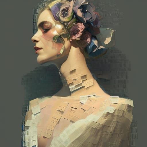 Woman in Dress Made of Post-it Notes