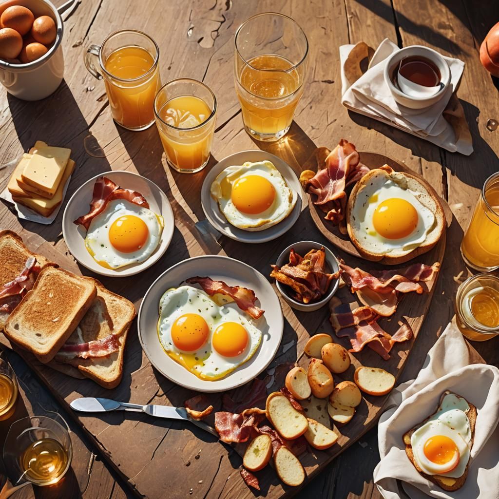 Hyperrealistic Breakfast Still Life in Fantasy Style