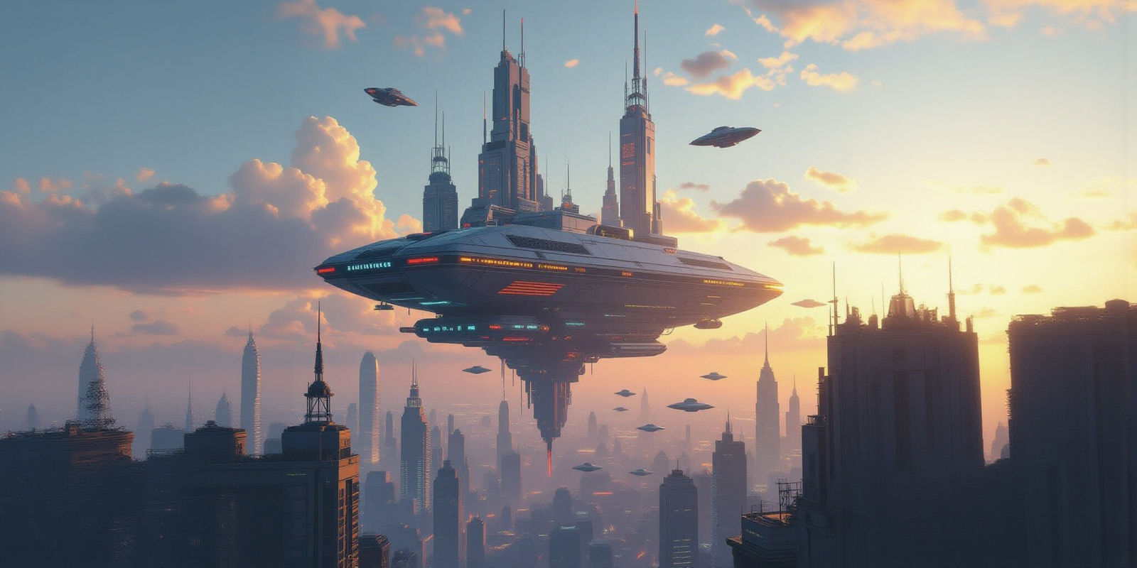 Floating Cyberpunk City with Retro Vibes