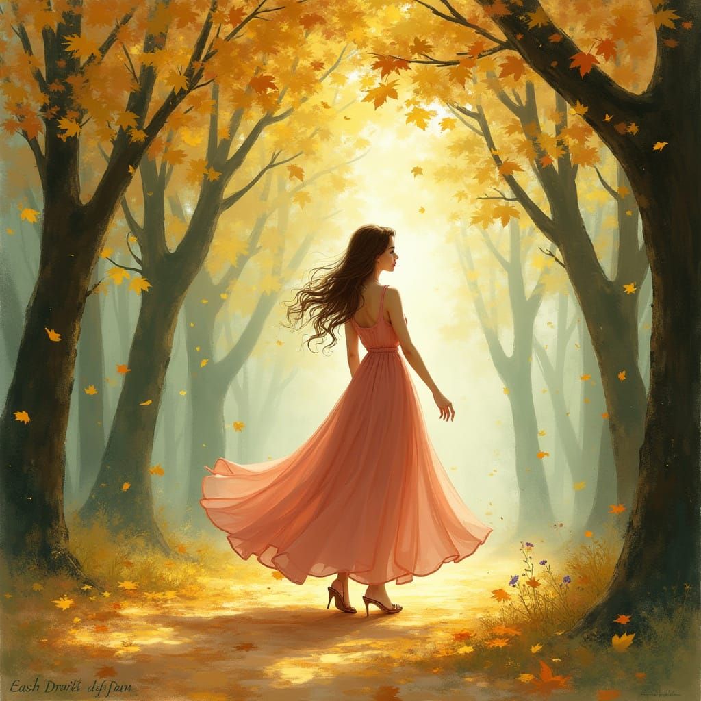 Enchanted Forest Walk: Watercolor and Ink Illustration