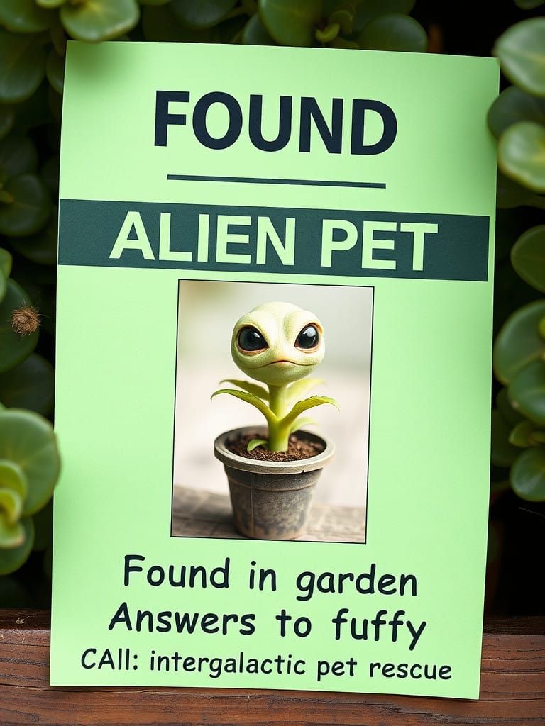 Found Alien Pet on Green Lost and Found Poster