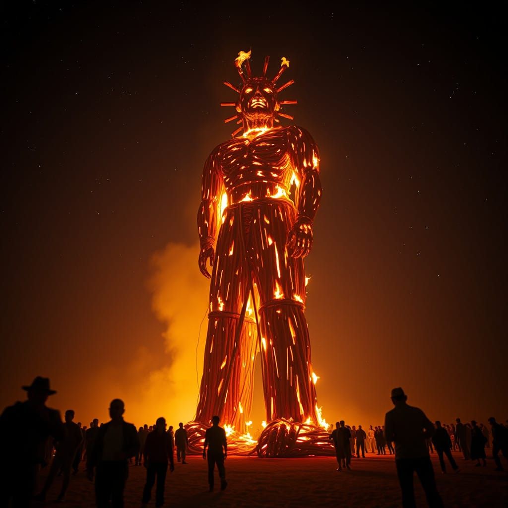 Spectacular Burning Man Effigy in Cinematic Splendor