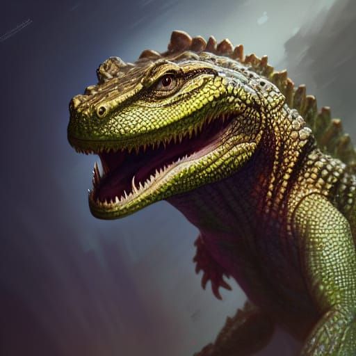Gator Lizard Warrior Portrait in Hyperdetailed Style
