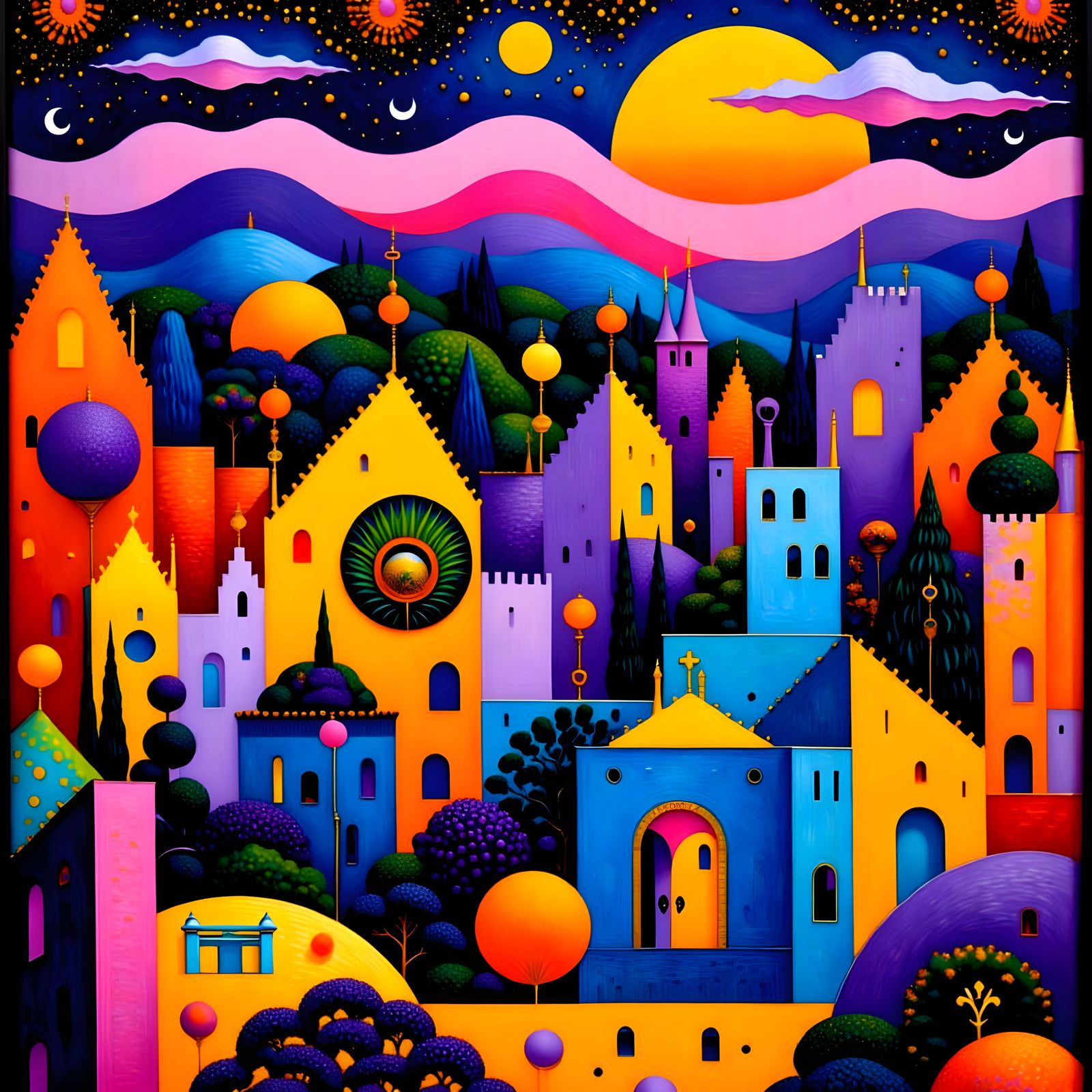 <lora:Art In The Details:1.0> <lora:Vapor-Impressionism:1.0>  Vibrant Surreal Cityscape