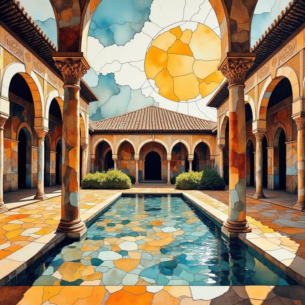 Courtyard in Vibrant Geometric Patterns