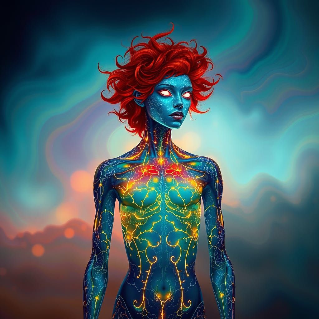 Ethereal Being in Cosmic Dreamscape