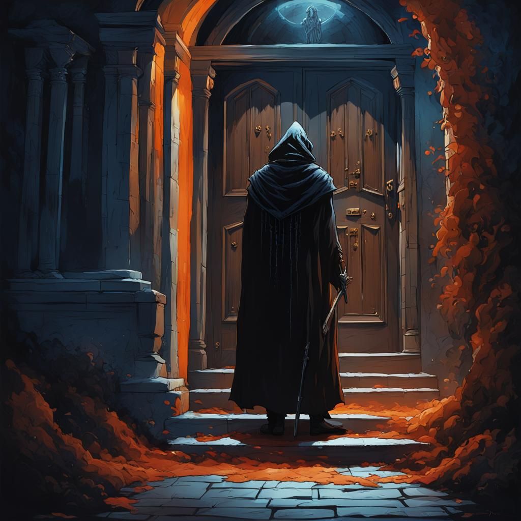 Mysterious Death Figure in Dark Academia Setting