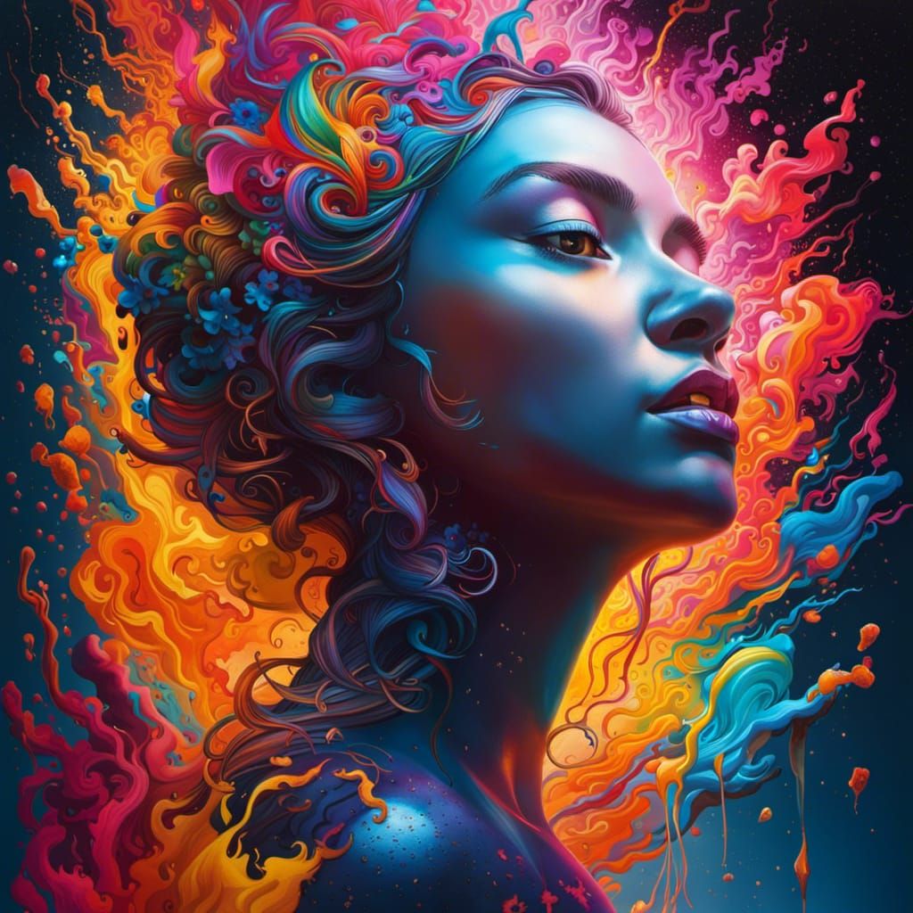 Hyperrealistic Splash Art Portrait with Dramatic Lighting