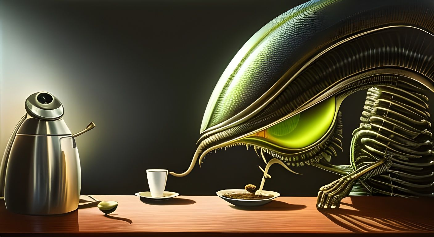 alien eating human food