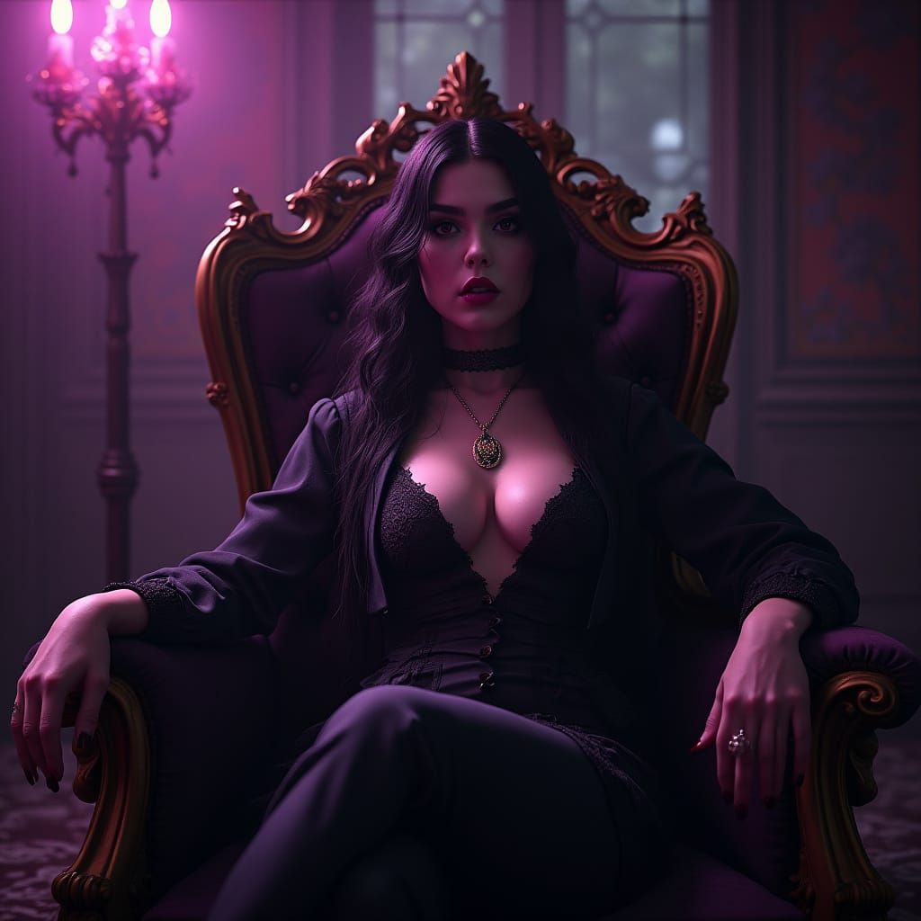 Gothic Seductress in Ornate Mansion