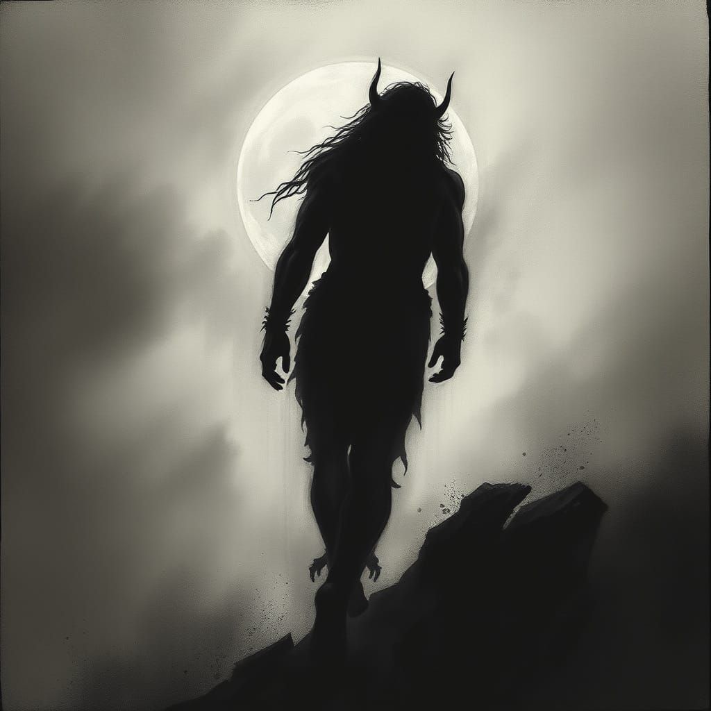 Dark Silhouette: A Shadow Figure in Luis Royo Style