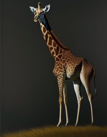 Giraffe on Hilltop in Impressionistic Oil Painting