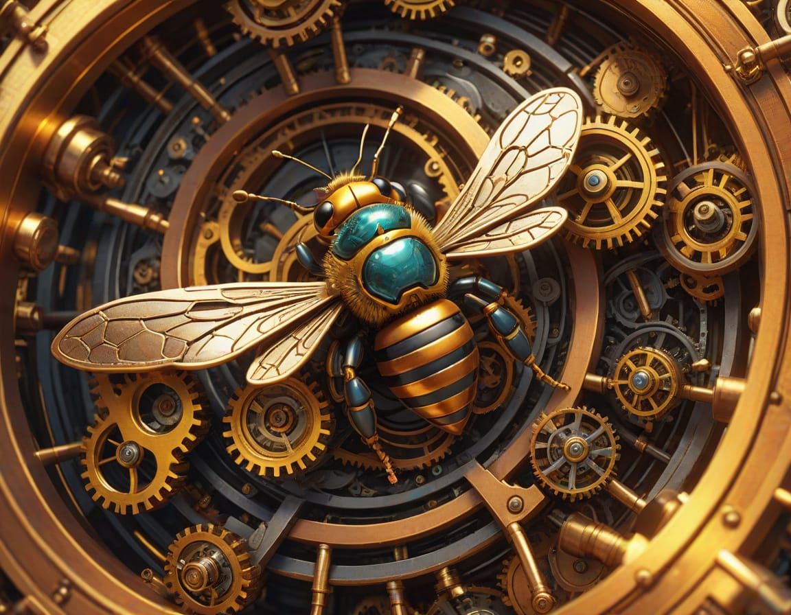 Steampunk Bee in Clockwork Nest