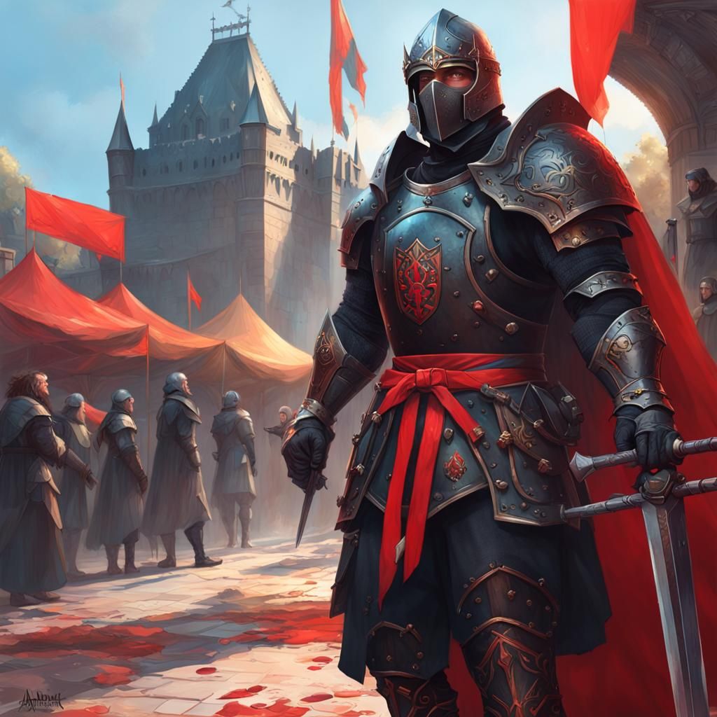 Medieval Knight in Black Armor Concept Art