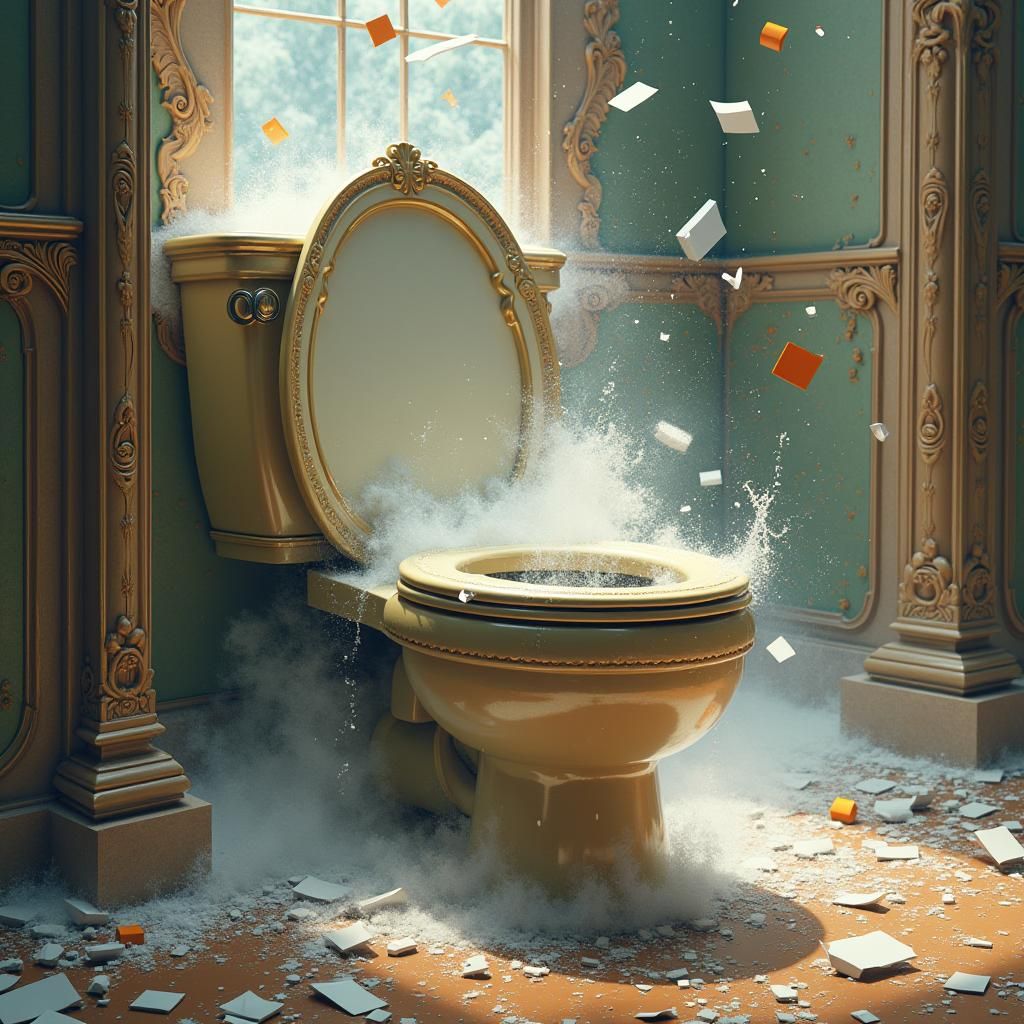 Skibidi-Style Toilet Plummets from Art Nouveau Building