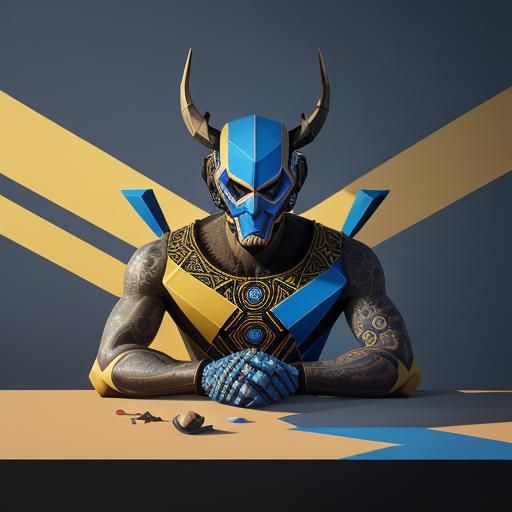 Cubist Portrait of a Man in Geometric Style