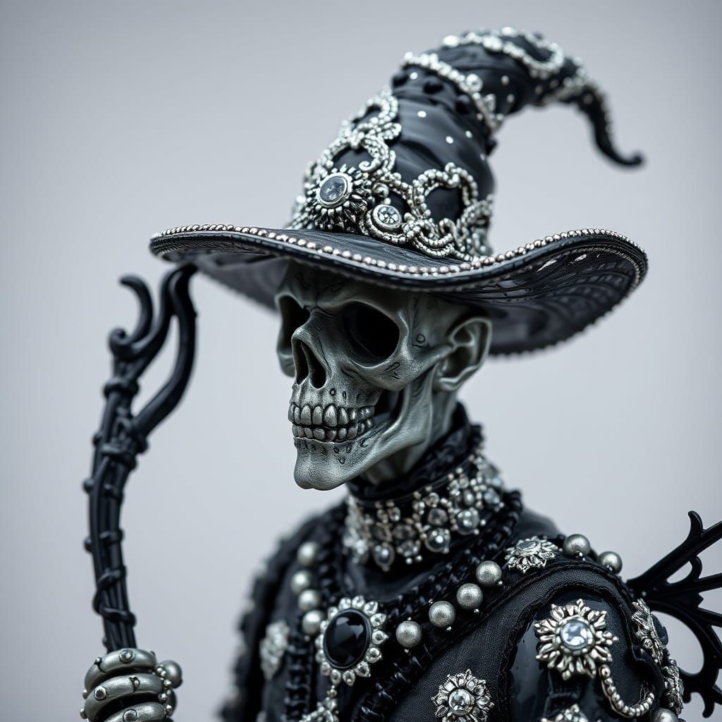 Witch Adorned with Black and Silver Onyx and Marcasite