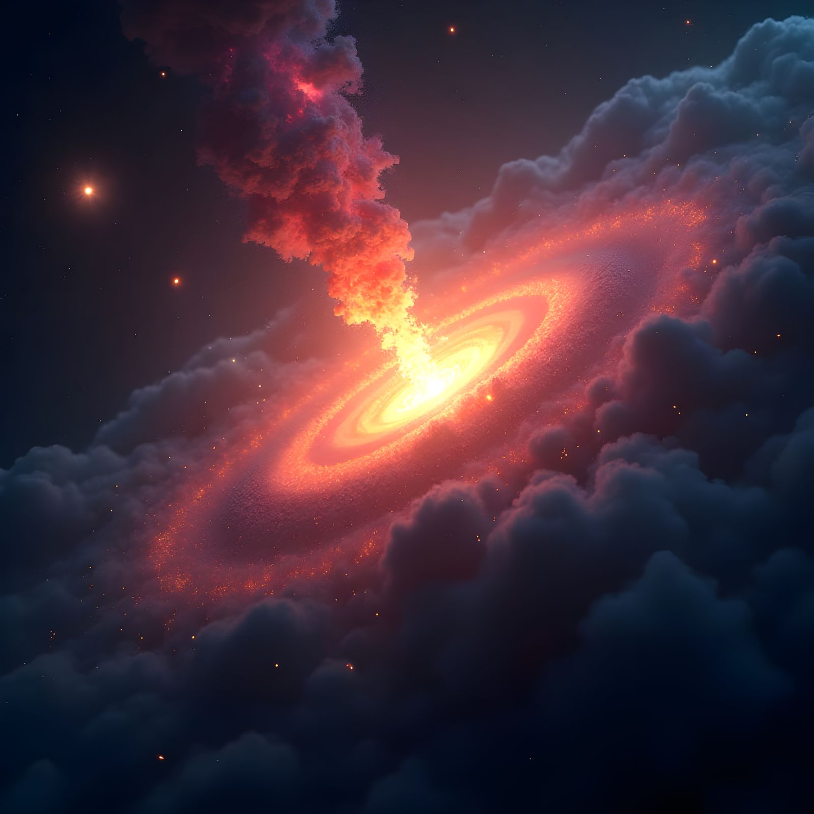 Vibrant Supernova in a Starry Night Sky