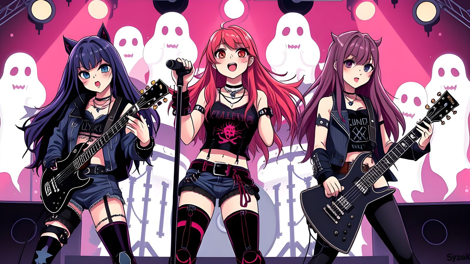Kawaii Metal Band with Ghost Musicians