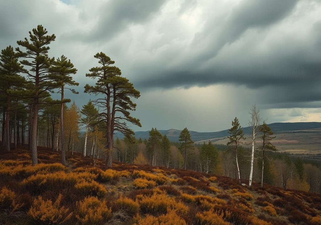 Moorland Storm with Gnarled Trees