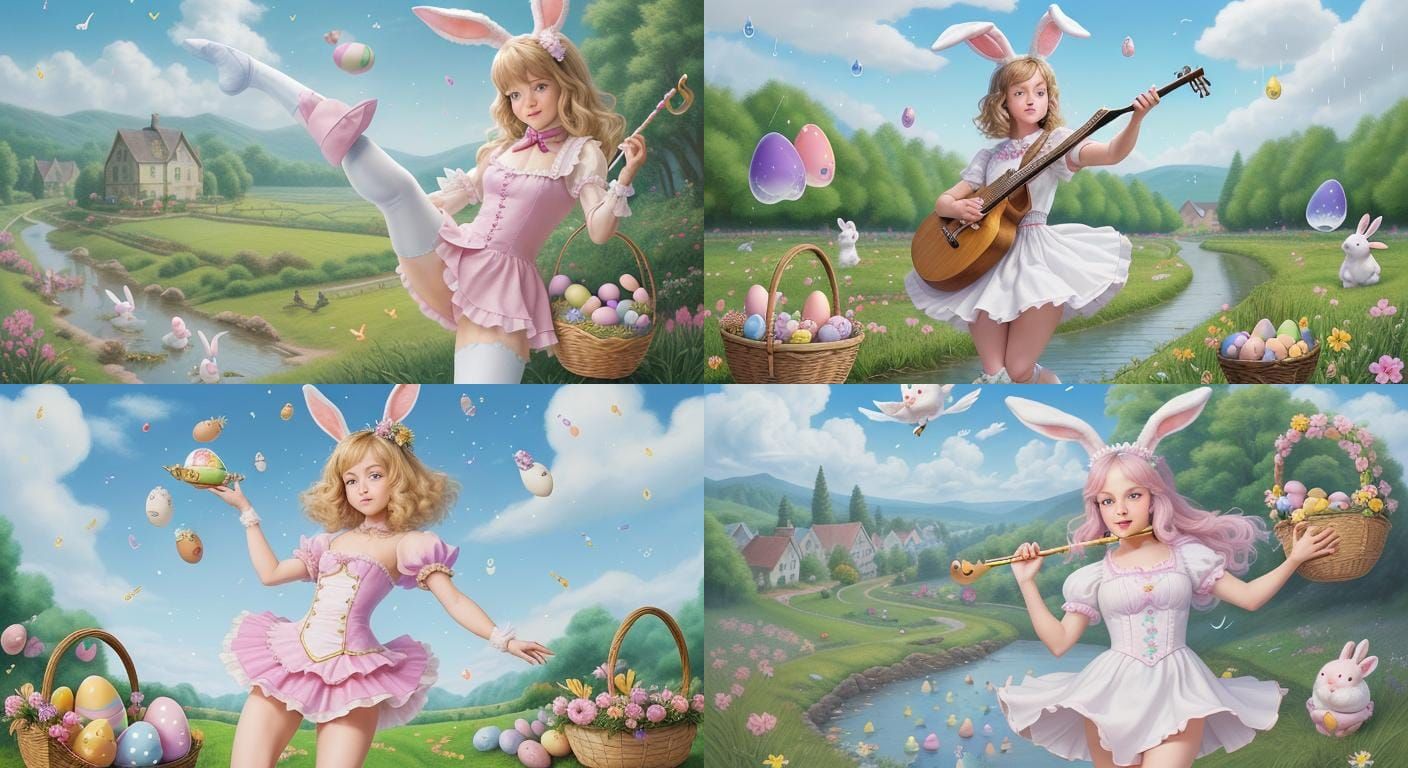 Easter Rabbit Flute Solo in Whimsical Style