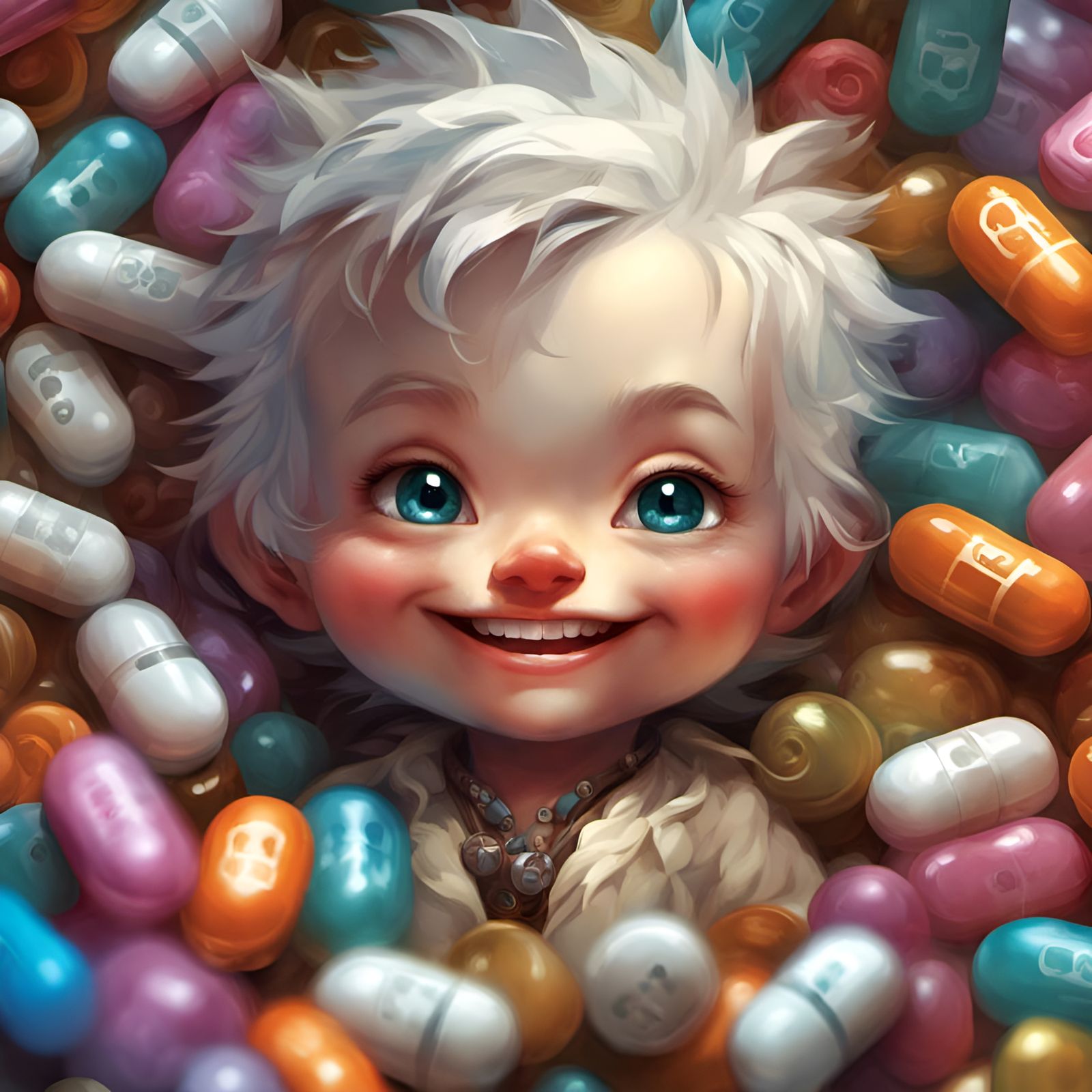 Chibi Pill Portrait with Extreme Detail and Lighting