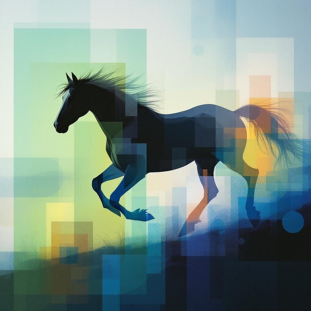 Abstract Geometric Forms with Ethereal Color Flow