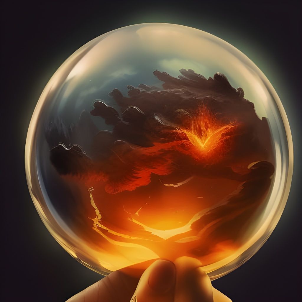 Volcanic Apocalypse Inside Glass Ball