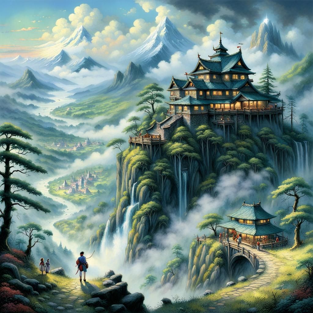 Ashitaka and Princess Mononoke in Ethereal Forest