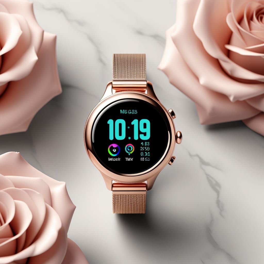 Rose Gold Smartwatch: Hyperrealistic Product Design